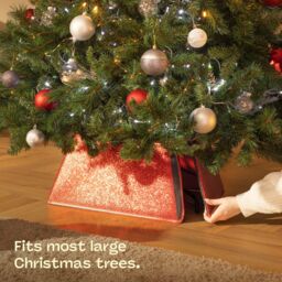 Christmas Village Square Glitter Christmas Tree Skirt - Gold in Red - Size: 1 Pack - thumbnail 4