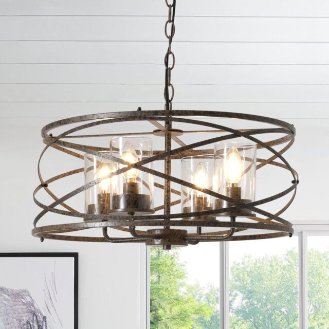 Garwarm 4 - Light Dimmable Farmhouse Unique Design Adjustable Chandelier in Bronze - image 1