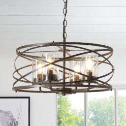 Garwarm 4 - Light Dimmable Farmhouse Unique Design Adjustable Chandelier in Bronze - thumbnail 1