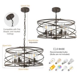 Garwarm 4 - Light Dimmable Farmhouse Unique Design Adjustable Chandelier in Bronze - thumbnail 7