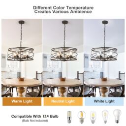 Garwarm 4 - Light Dimmable Farmhouse Unique Design Adjustable Chandelier in Bronze - thumbnail 8