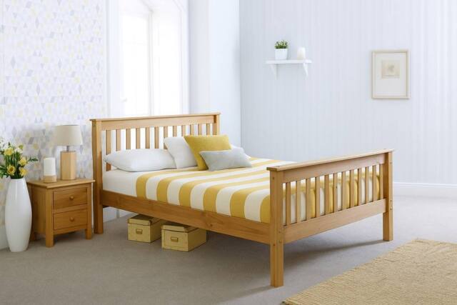 Amani Solid Pine Somerset Bed Frame - Waxed Finish in 4 Sizes in Brown - Size: Single