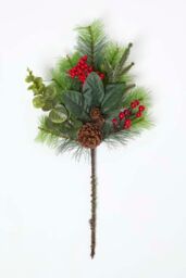 Homescapes Artificial Bouquet Winter Woodland & Eucalyptus Single Stem in Green - thumbnail 2