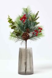 Homescapes Artificial Bouquet Winter Woodland & Eucalyptus Single Stem in Green - thumbnail 5