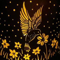 Kelvenix Solar Power Wall Light Lantern Hummingbird Outdoor in Bronze - Size: 0.6m2 - thumbnail 3