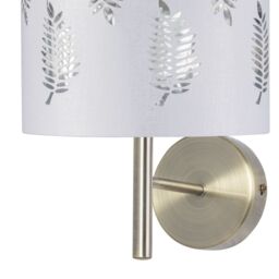 First Choice Lighting Brea - Antique Brass Wall Light with White Fern Shade in Gold - thumbnail 2