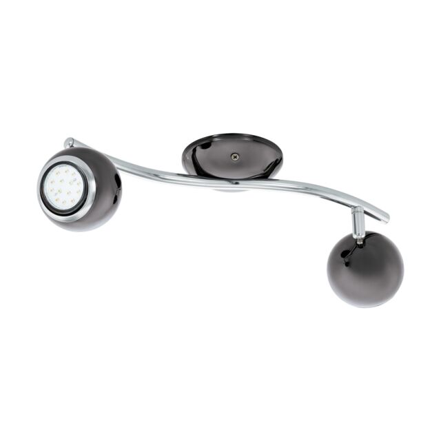 Loops Flush 2 Spots Ceiling Light Colour Nickel Chrome Plated Steel Bulb GU10 2x3W in Metallics - image 1