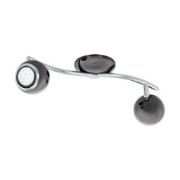 Loops Flush 2 Spots Ceiling Light Colour Nickel Chrome Plated Steel Bulb GU10 2x3W in Metallics - thumbnail 1