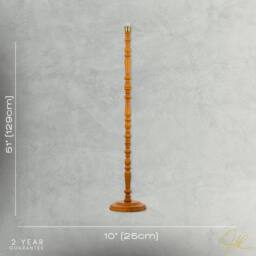 Happy Homewares Classic Oak Wooden Standing Floor Lamp Base with Intricate Pole Design in Brown - thumbnail 7