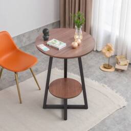 VOGREX Dia.40x55cm Modern 2 Tier Brown Coffee Table Sofa Side Table - Size: 40x55 cm - thumbnail 4