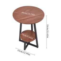 VOGREX Dia.40x55cm Modern 2 Tier Brown Coffee Table Sofa Side Table - Size: 40x55 cm - thumbnail 2