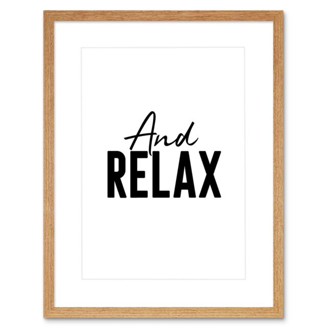"Artery8 Wall Art Print & Relax Typography Framed in Beige - Size: W7"" x H9""" - image 1
