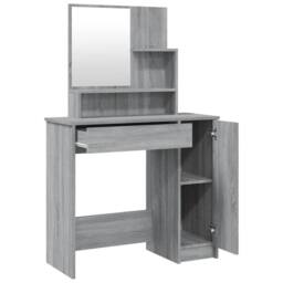 Berkfield Home Beautiful Dressing Table with Mirror Grey Sonoma 86.5x35x136 cm - thumbnail 7