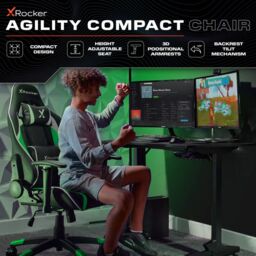 X Rocker Agility Compact Ergonomic Gaming Chair, Reclining, Adjustable in Green - thumbnail 2