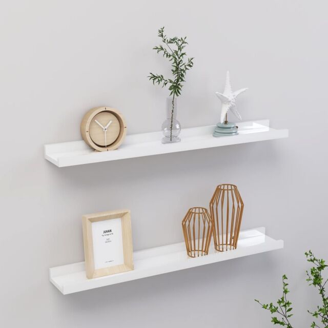 Berkfield Home Wall Shelves 2 pcs High Gloss White 60x9x3 cm - Size: 60 x 9 x 3 cm - image 1