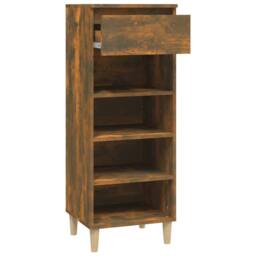 Berkfield Home Shoe Cabinet Smoked Oak 40x36x105 cm Engineered Wood in Brown - Size: 40 x 36 x 105 cm - thumbnail 4