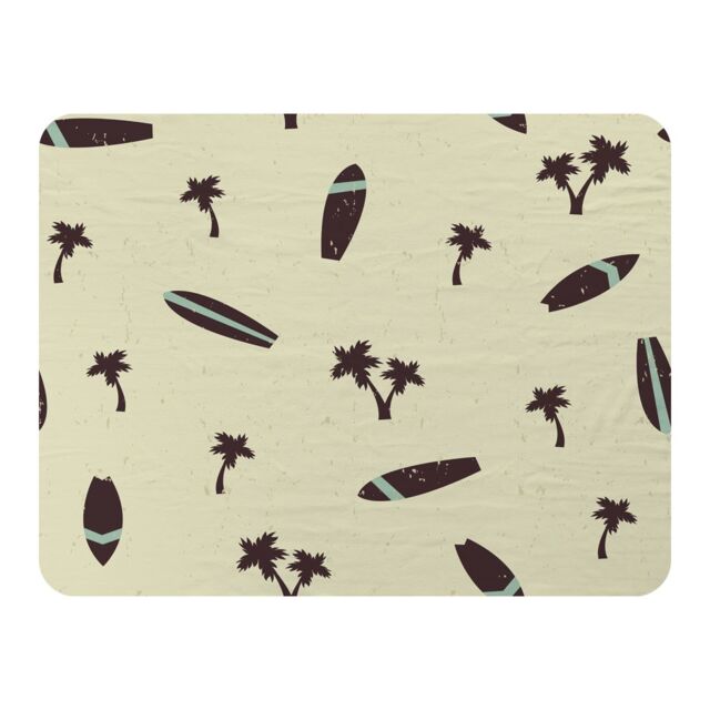 Benjamin Tate Design Surf Board & Palm Silhouettes Blanket in Natural - Size: 120 cm x 150 cm - image 1