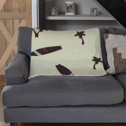 Benjamin Tate Design Surf Board & Palm Silhouettes Blanket in Natural - Size: 120 cm x 150 cm - thumbnail 2
