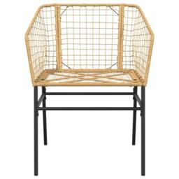 Berkfield Home 3 Piece Garden Dining Set Brown Poly Rattan Glass - thumbnail 6