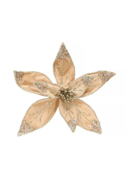 KDMD Champagne Velvet Poinsettia Organza with Clip Dia20cm in Gold - image 1