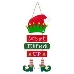 VFM e-Store Christmas Sign Elfed Up Decoration Gift 45cm x 21cm Multicolour X 1 - Size: 45 cm x 21 cm - thumbnail 1