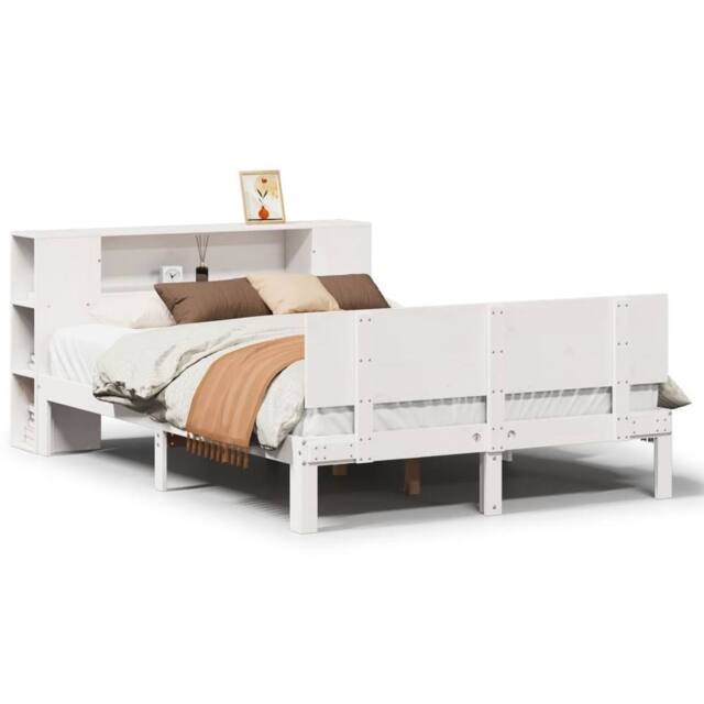 Berkfield Home Bookcase Bed without Mattress White 140x190cm Solid Wood Pine - Size: 140x190 cm - image 1