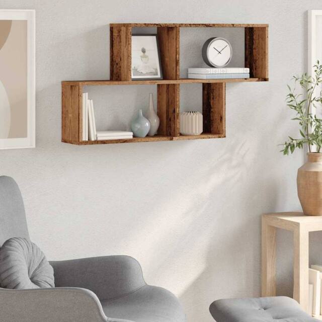 Berkfield Home Decorative Wall Shelf Old Wood 100x18x53 cm Engineered Wood in Brown - Size: 100 x 18 x 53 cm - image 1