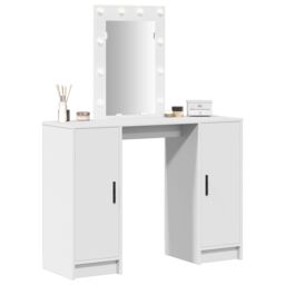 Berkfield Home Dressing Table with LED Lights White 102x33x135 cm - Size: 102 x 33 x 135 cm - thumbnail 3