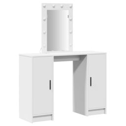 Berkfield Home Dressing Table with LED Lights White 102x33x135 cm - Size: 102 x 33 x 135 cm - thumbnail 2