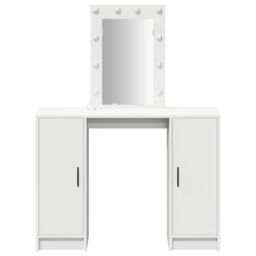 Berkfield Home Dressing Table with LED Lights White 102x33x135 cm - Size: 102 x 33 x 135 cm - thumbnail 5