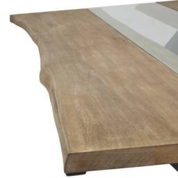 Wyld Haus Vouvant Live Edge Acacia Dining Table Glass Inlay & Black X Frame in Natural - thumbnail 7