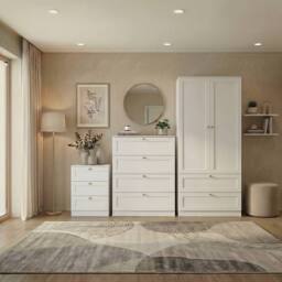 Home Discount Vida Designs Altino 3Pc Bedroom Set(3Dr Bedside, 4Dr Chest, Wardrobe) in White - thumbnail 1