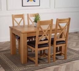 Thats Furniture Dakot 127 x 82cm Oak Dining Table & 4 Berkeley Brown Leather Chairs - Size: 127 x 82 cm - thumbnail 3