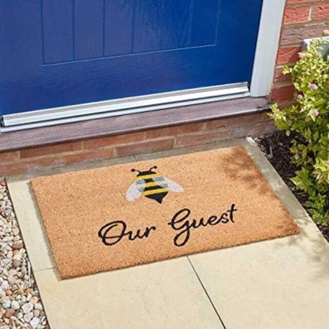Marco Paul Tan Coir 'Bee Our Guest' Bumblebee Nonslip Doormat 75x45cm - Size: Medium - image 1
