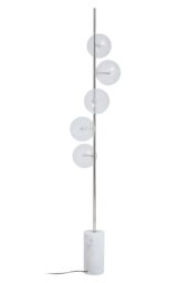 Orsina Nickel & White Marble Floor Lamp, 5 Globe Shade Floor Light For Living Room, Marble Base Light For Lounge - thumbnail 2