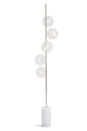 Orsina Nickel & White Marble Floor Lamp, 5 Globe Shade Floor Light For Living Room, Marble Base Light For Lounge