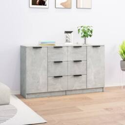 Berkfield Home Sideboards 2 pcs Concrete Grey 60x30x70 cm Engineered Wood - Size: 60 x 30 x 70 cm - thumbnail 2