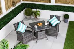 Thats Furniture Arizona Square Rattan Garden Bistro Table & Chairs Set 2 Seater in Grey - thumbnail 2