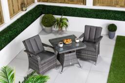 Thats Furniture Arizona Square Rattan Garden Bistro Table & Chairs Set 2 Seater in Grey - thumbnail 4