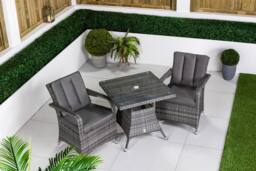 Thats Furniture Arizona Square Rattan Garden Bistro Table & Chairs Set 2 Seater in Grey - thumbnail 5