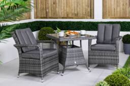 Thats Furniture Arizona Square Rattan Garden Bistro Table & Chairs Set 2 Seater in Grey - thumbnail 3