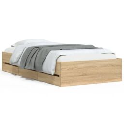 Berkfield Home Bed Frame with Drawers without Mattress Sonoma Oak 75x190 cm Small Single in Brown - thumbnail 2