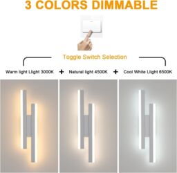 Pheashine Modern LED acrylic wall lamp, Tri-color 3000/4500/6500K Indoor use in White - thumbnail 3