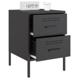 Berkfield Home Bedside Cabinet Black 36x39x50.5 cm Steel - thumbnail 5
