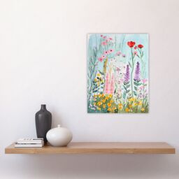 "Artery8 Spring Wild Flower Meadow Watercolour Painting Wall Art Print - Size: W18"" x H24""" - thumbnail 4