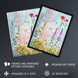 "Artery8 Spring Wild Flower Meadow Watercolour Painting Wall Art Print - Size: W18"" x H24""" - thumbnail 2