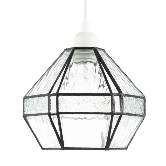 Happy Homewares Vintage Classic Bronze Pendant Shade with Moroccan & Water Glass in Clear - image 1