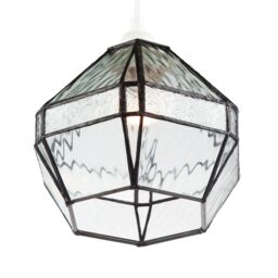 Happy Homewares Vintage Classic Bronze Pendant Shade with Moroccan & Water Glass in Clear - thumbnail 3