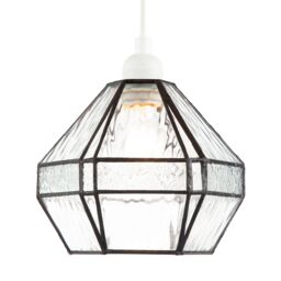 Happy Homewares Vintage Classic Bronze Pendant Shade with Moroccan & Water Glass in Clear - thumbnail 2