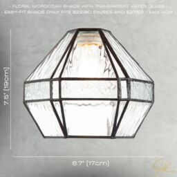 Happy Homewares Vintage Classic Bronze Pendant Shade with Moroccan & Water Glass in Clear - thumbnail 7